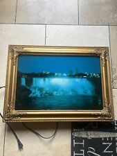 Framed Light Up Motion Waterfall Picture Art With Water Sound ~ 26x19” Vintage  picture