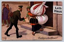 German Postcard WWI Change Of Ownership Tax Woman Laundry a/s Arthur Thiele AT15 picture