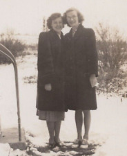 4U Photograph Pretty Women Pose For Portrait Snow Winter Coats 1940's  picture