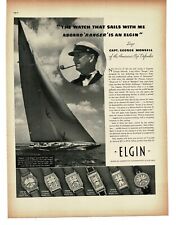 1937 Elgin Men's Wrist Watch Capt George Monsell America's Cup Vintage Print Ad picture