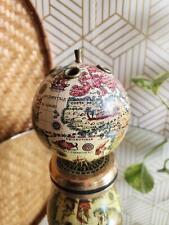 Vintage Old World Globe Spins Holds 4 Pen Pencil Holder 5 1/2” Tall picture