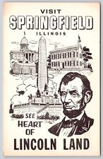 Visit Springfield Illinois Heart Lincoln Land IL Postcard UNP VTG Unused Vintage picture