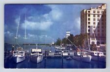 Miami FL-Florida, Boats Anchored Along Waterfront, Souvenir Vintage Postcard picture