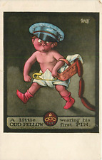 1908 IOOF A Little Odd Fellow Wearing His First Pin - Postcard picture