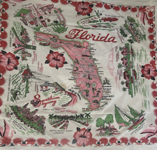 OLD VINTAGE FLORIDA MAP TABLECLOTH TABLE CLOTH- Fair condition picture