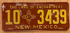 1947 NEW MEXICO AUTO  LICENSE PLATE 