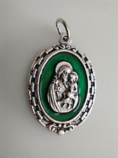 Catholic Green Enamel St Joseph Religious Medal Italy picture