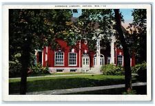 1942 Carnegie Library Building Pathways Entrance Antigo Wisconsin WI Postcard picture