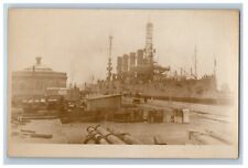 c1920's USS Pittsburgh Steamer Ship At Harbor RPPC Photo Vintage Postcard picture