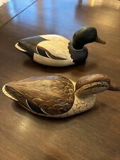 Two Vintage Artist Signed Chas Moore Hand Carved And Painted Wood Ducks - 11