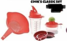 Tupperare NEW Cooks Classic Prep SET in RED strainer shaker all in one mate MIX picture