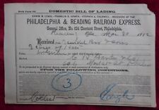 Antique 1882 Philadelphia & Reading Railroad Express Bill of Lading 3 Cases Hats picture