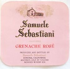 ~ NOS SAMUELE SEBASTIAN 1970'S UNUSED PINK WINE LABEL GRENACHE ROSE SONOMA ~ picture