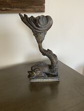 Vintage Maitland Smith Bronze Pedestal Dolphin And Shell Dish picture