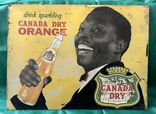 Antique Old Rare Canada Dry Orange Sparkling Drink Adv Big Litho Tin Sign Board picture