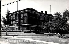 Red Oak Iowa~High School~Corner View~2 Entrances~Across Street~1940s RPPC picture