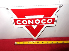 8 x 7 in CONOCO GAS & OIL ADVERTISING SIGN DIE CUT HEAVY METAL PORCELAIN # S 141 picture