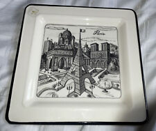 Paris France Plate Made Italy 10” Square Eiffel Tower  picture