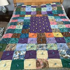 Handmade multicolor MCM Quilt cotton Colorful Vintage Homemade clean picture