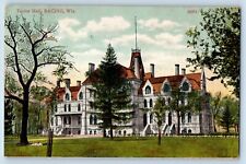 Racine Wisconsin Postcard Taylor Hall Exterior View Trees Building 1910 Vintage picture