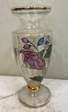 Small Hand-Painted Vase with 24k Gold Accents, Floral Design picture