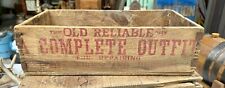 Antique Wood Advertising Old Reliable Outfit Boots and Shoe Repair Box Crate picture