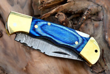SHARD™ CUSTOM HAND FORGED DAMSCUS STEEL EDC FOLDING POCKET KNIFE W/SHEATH picture