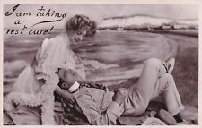 Man Woman Real Photo Postcard RPPC I Am Taking A Rest Cure Davidson Bros picture