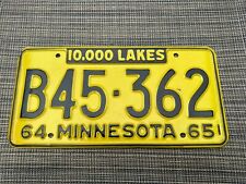 1964 /  1965   MINNESOTA License Plate    **  ‘64 / ‘65 MN  *** 10000 LAKES picture