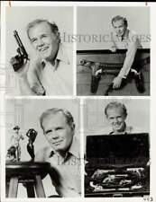 1973 Press Photo Actor Mark Tapscott in Four Scenes with Guns, Figurines picture