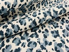 Tigger Hall Nine Muses Animal Skin Linen Print Fabric- Ocelot / Indigo 6.50 yds picture