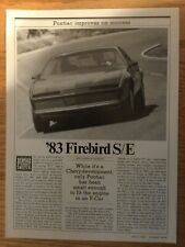FireRT08 Article First Drive 1983 Pontiac Firebird S/E Nov 1982 2 page picture