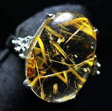 beautiful straight Golden Rutilated Quartz Crystal Adjustable Ring  25.5ct picture