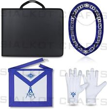 Masonic Regalia Master Mason Apron, Chain Collar and gloves with case Full Set picture