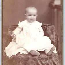 c1880s Rutland, VT Cute Sad Baby Boy Dress CdV Photo Card Holcombe Antique H22 picture