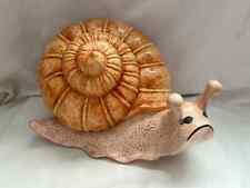 Vintage LARGE Ceramic Snail Sculpture Art Decor Design Orange/Tan Veva 1995 picture