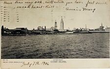Coney Island Waterfront View New York Antique Vintage Brooklyn Postcard c1900 picture