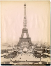 France, Paris, La Tour Eiffel 300 meters height, L.P.Phot vintage albumen print picture