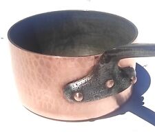 Vintage French 4.9inch Copper Saucepan Hammered Walls Tin Lining 2.5mm 2.2lbs picture