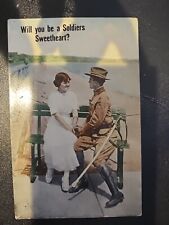 Vtg Postcard Soldier Romance 