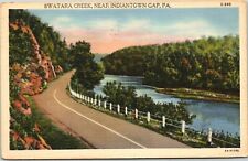 Postcard Linen 1941 PA Swatara Creek Street View Indiantown Pennsylvania picture