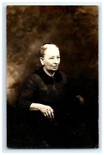 Postcard RPPC Elderly Woman Polka Dot Dress Hands Possibly Arthritic? c1904-1918 picture