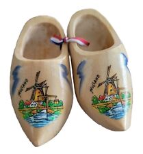 Vintage Hand Painted Holland Windmill Wooden Dutch Shoes Clogs Souvenir picture