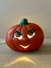 Vintage Halloween Anthropomorphic Ceramic Light Up Pumpkin picture