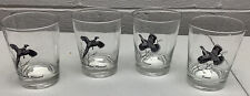 Set Of 4 Vintage Hunting Birds Low Ball Whiskey Glasses Ring Necked Pheasants picture