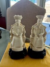 Vintage antique Chinese EMPEROR EMPRESS White resin STATUE FIGURE SET figurines picture