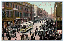 Newcastle-on-Tyne England Postcard Grainger Street Business Area c1910 Antique picture