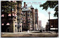 Postcard Sixth Street looking North Portland Oregon OR unposted DB dirt road picture