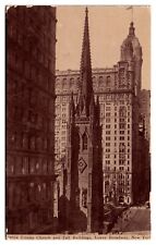 Antique Trinity Church and Tall Buildings, Broadway, New York City, NY Postcard picture