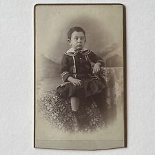 Antique CDV Photograph Adorable Little Boy In Fashionable Dress Willimantic CT picture